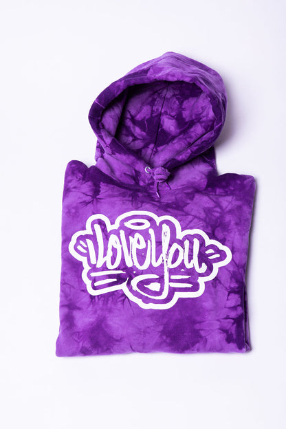 I Love You Purple Crystal Tie-Dye Hoody